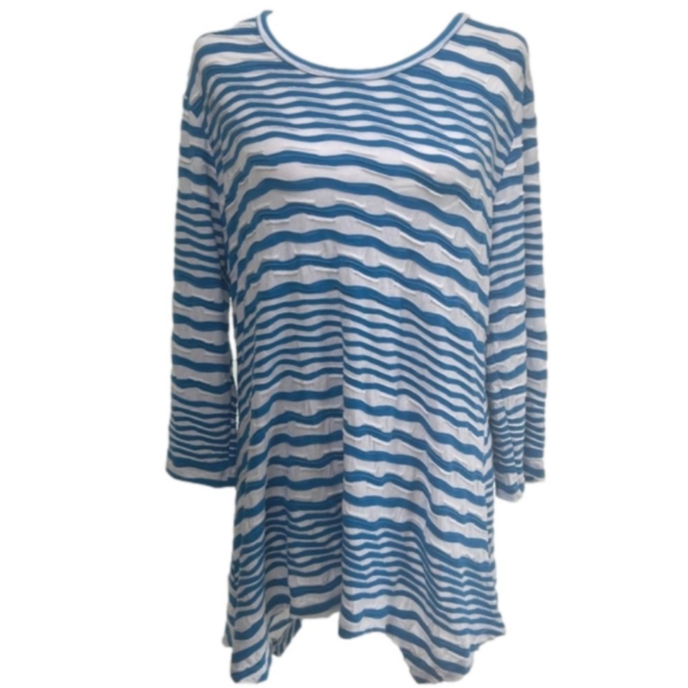 Lulu-B 3/4 Length Striped Pull-on Top Size Medium NWT